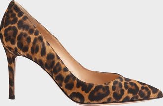 Gianvito Rossi 85mm Gianvito Leopard Suede Pointed-Toe Pumps