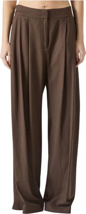 Just Cavalli Pantalone con pences - Dames - Wijde Broeken - Bruin - XL - Linnen - Broeken