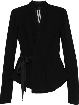 Rick Owens Black Hollywood Wrap-Style Wool Blazer