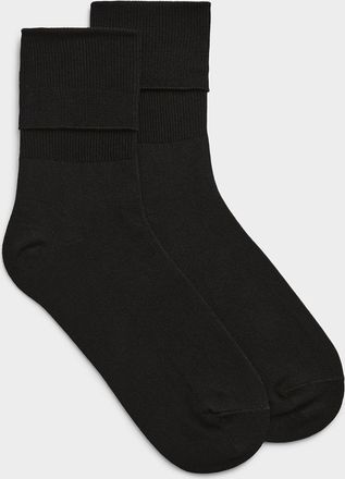 McGregor Womens Folded-cuff black stretch socks