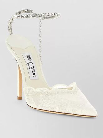 Jimmy Choo London silk crystal-embellished pumps