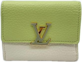 Louis Vuitton Green White Leather Wallet (Tri-Fold) (Pre-Owned)