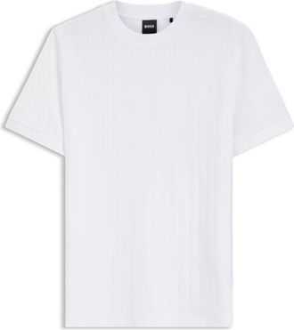 BOSS Vertical-stripe T-shirt in mercerised cotton