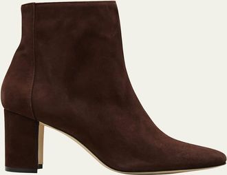 Manolo Blahnik Rosie Suede Zip Ankle Booties