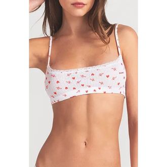 SKIMS Lightweight Stretch Cotton Pointelle Bralette in Z/dnusnow Arrowed Heartsdnu at Nordstrom, Size X-Large