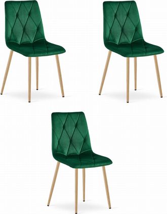OEM Silla Libra - Terciopelo Verde Oscuro / Patas Color Madera X 3