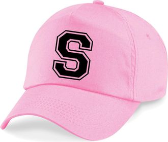 Generic Personalised Initial Alphabet Baseball Cap Hat Funny School Childrens Boys Girls Kids Unisex Cap (Classic Pink)