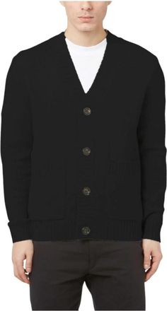 Paolo Pecora Cardigan A048F0069000 - Heren - Vesten - Zwart - S - Wol - Truien & Vesten
