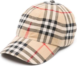 Burberry Neutral Vintage Check Cotton Baseball Cap - Mens - Cotton