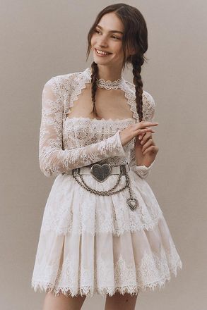 Bronx and Banco Daphne Short-Sleeve Lace Mini Dress