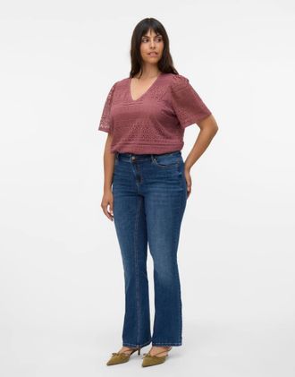 Vero Moda Curve Jeans a zampa blu scuro