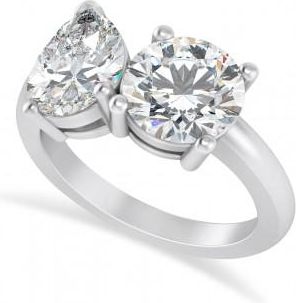 Allurez Round/Pear Moissanite Toi et Moi Ring Platinum (4.00ct)