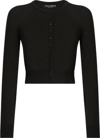 Dolce & Gabbana button-up cropped cardigan - women - Virgin Wool/Silk/Polyamide/Elastane - 36 - Black