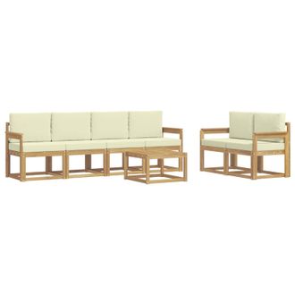 vidaXL Conjunto De Sof&aacute;s De Exterior Con Coj&iacute;n 7 Pcs Blanco Y Crema Vidaxl