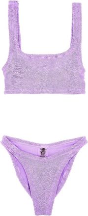 Hunza G Dames, Badkleding, Paars, Maat: ONE Size Tweed