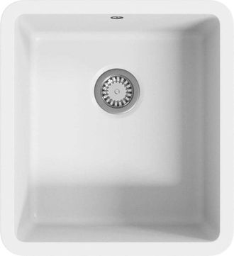 vidaXL Fregadero De Cocina Con Un Seno Granito Blanco Vidaxl