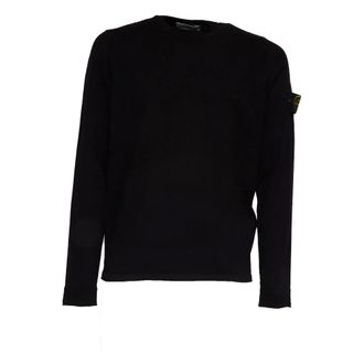 Stone Island Round-neck Knitwear, male, Blue, Size: XL Ribbed Crew Neck Sweater