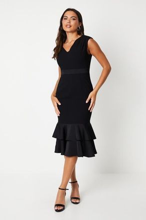 Coast Satin Back Crepe Dress With Peplum in Black at Nordstrom, Size 12