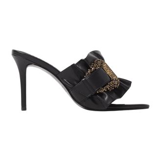 Versace Jeans Couture Heeled Mules, female, Black, Size: 10 US Ruched High Heel Sandals