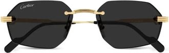 Cartier Vierkante Zonnebril - Heren - Zonnebrillen - Geel - 54 MM - Accessoires