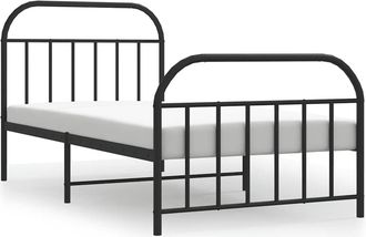 vidaXL Estructura Cama Sin Colch&oacute;n Con Estribo Metal Negro 100x190 Cm Vidaxl