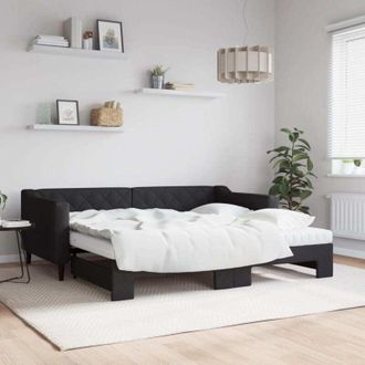 vidaXL Vidaxl - Sof&aacute; Cama Nido Con Colch&oacute;n Tela Negro 90x190 Cm