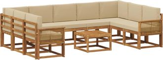 vidaXL Conjunto De Sof&aacute;s De Exterior 10 Uds. Natural Y Beige Vidaxl