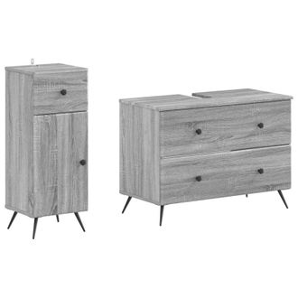 vidaXL Juego De Gabinete De Ba&ntilde;o De 2 Piezas Breda Sonoma Gris Vidaxl