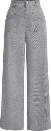 Generic Women Solid Color Casual Corduroy Straight Trousers Wide Leg Loose Fit Full Length Pants Soft Fabric Daily Wear Retro Outfits Stylish Design Comfort V