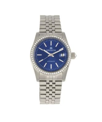 Empress Womens Constance Automatic Bracelet Watch w/Date - Blue Stainless Steel - One Size