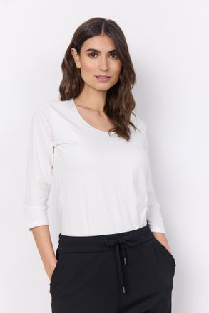Soyaconcept Rundhalsshirt SOYACONCEPT SC-PYLLE 175, Damen, Gr. XXL, sanftes wei&szlig;, Single Jersey, Obermaterial: 58% Baumwolle, 36% Polyester, 6% Elasthan, unifarbe
