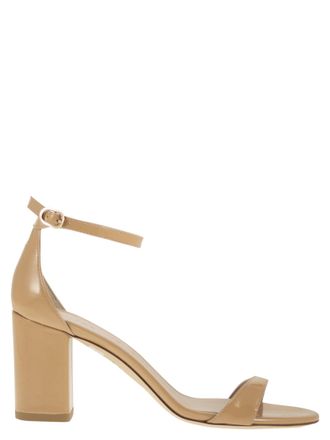 Stuart Weitzman Shiny Leather Sandals With Block Heel