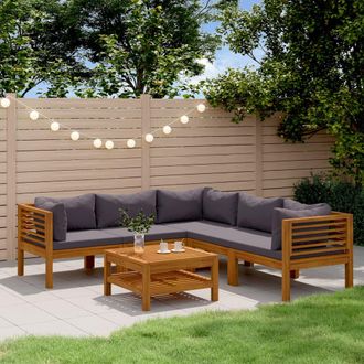 vidaXL Muebles De Jard&iacute;n 6 Pzas Cojines Madera Maciza De Acacia Vidaxl