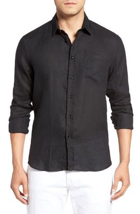 Vilebrequin Mens Linen Solid Shirt in Black at Nordstrom, Size Xxx-Large