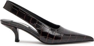 Toteme Classic Croco Embossed Leather Slingback Pumps - Brown
