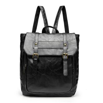 Generic Pu Leather Japanese Kawaii Backpack JK Uniform Backpack for Teenager Girl(Black) (Black)