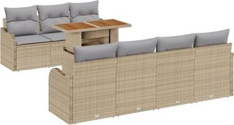 vidaXL Garden Sofa Set with Storage 8 pcs Beige Poly rattan Vidaxl