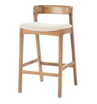 Moloo Taburete de bar de roble macizo y tejido Bliss Ecru