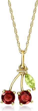 RS Pure by Ross-Simons Garnet and. Peridot Cherry Pendant Necklace in 14kt Yellow Gold