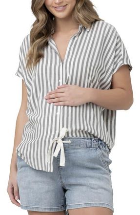 Ripe Ada Stripe Maternity Shirt in Black /White at Nordstrom, Size Medium