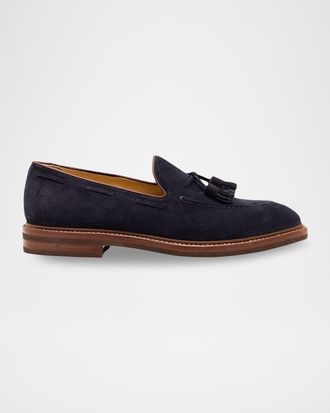 Brunello Cucinelli Mens Suede Tassel Loafers