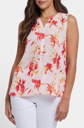 NYDJ Print Pleat Back Sleeveless Split Neck Blouse in La Joya at Nordstrom Rack, Size Xx-Small