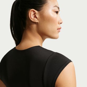 Nike Womens Swim Effortless Essential Cap Sleeve Swim Top in Black | NESSG237-001