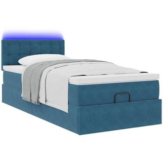 vidaXL Estructura De Cama Otomana Con Colch&oacute;n Terciopelo Azul Oscuro Vidaxl