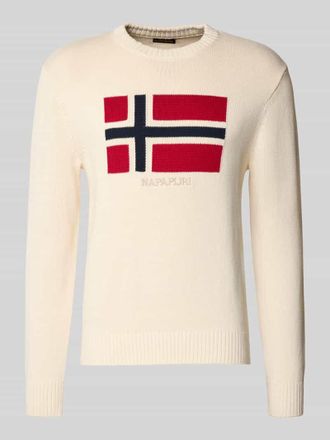 Napapijri Strickpullover mit Rundhalsausschnitt Modell MURA in Offwhite, Größe XXXL