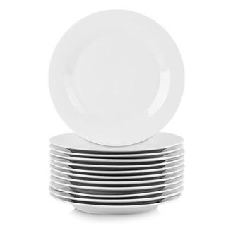 Elama Professional Kitchen 12 Piece Round Porcelain Salad Plate Set in White at Nordstrom