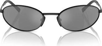 Prada Elegante Ovale Zonnebril met Logo - unisex - Zonnebrillen - Zwart - 59 MM - Accessoires