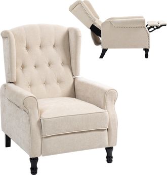 HOMCOM Manual Reclining Armchair Recliner with Footrest - Green | TJ Hughes