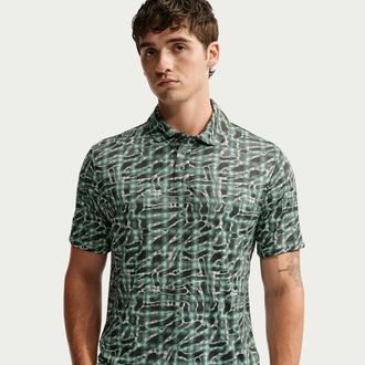 Nike Mens Par Dri-FIT Tartan Camo Print Golf Polo in Green | IO0691-303
