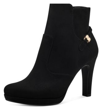 Tamaris High-Heel-Stiefelette TAMARIS, Damen, Gr. 35, schwarz, Textil, Schuhe High-Heel-Stiefelette, mit Schmuckelement an der Ferse